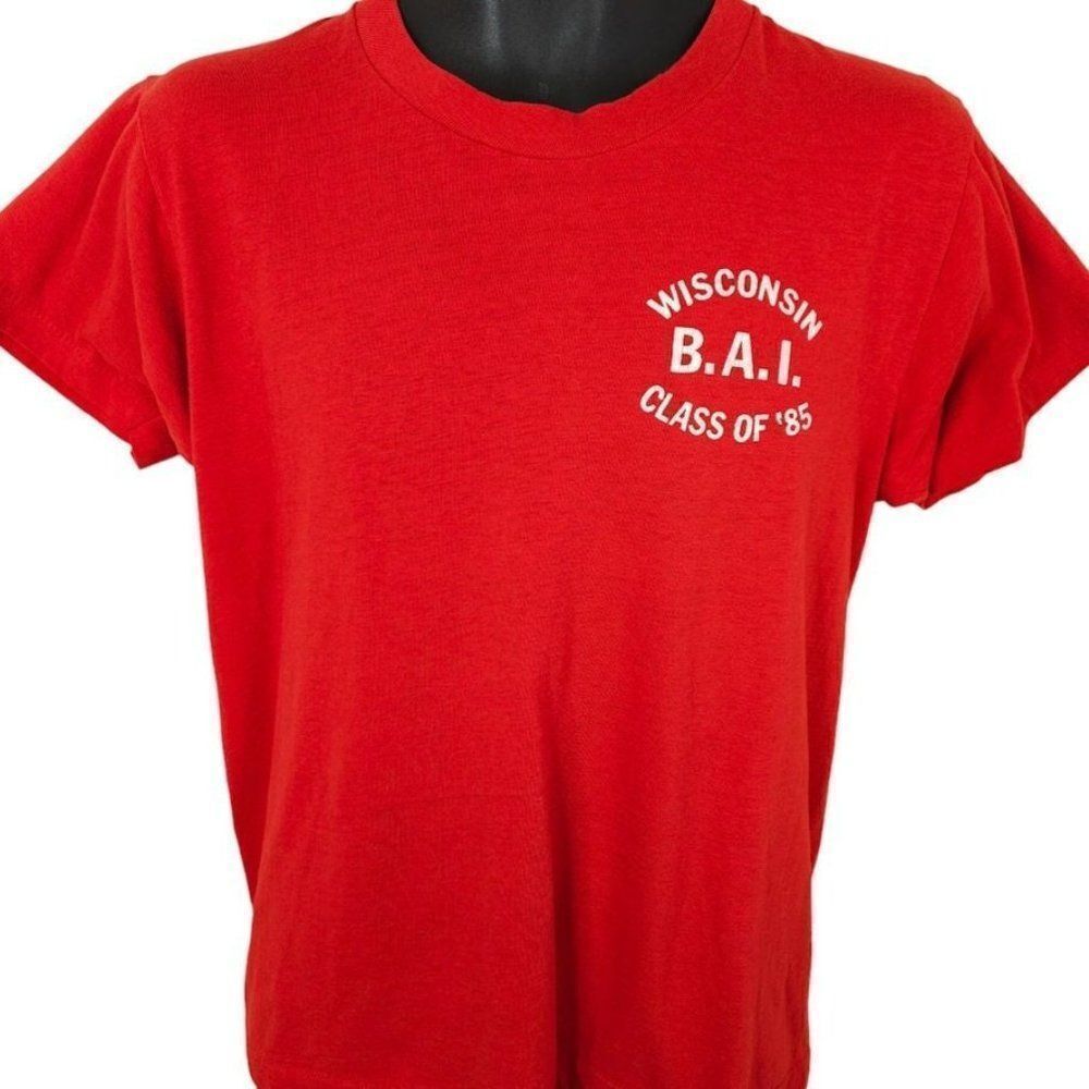 Vintage Wisconsin Badgers T Shirt Mens Size Medium 80s Engineering Made In USA